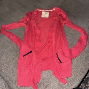 Hollister Sweater Womens M Pink Open Cardigan Ruffle Y2K Twilight Bella Swan